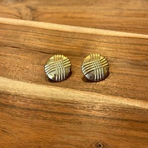 Vintage Gold Weaved Round Stud Earrings